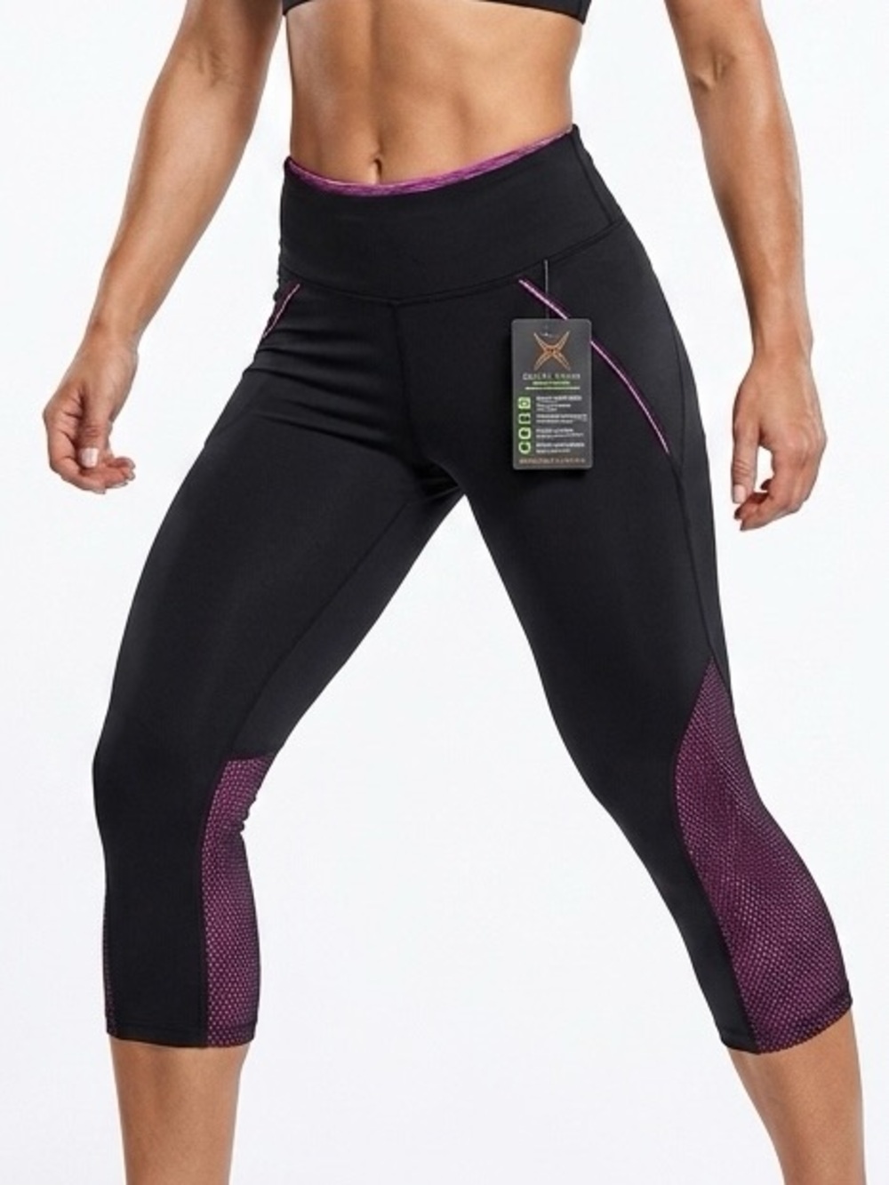 Game Time Black Leggings with Pink Accents.  1067